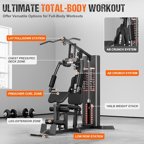 Home Gym, M1 Workout Station with 140LBS Weight Stack, Multifunctional Home Gym Equipment with Pulley System for Full Body Strength Training - style: M1 Pro
