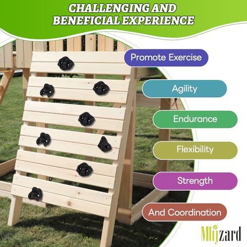 20 Unique Rock Wall Climbing Holds Extra Large,DIY Climbing Wall for Indoor Outdoor Playground Wood Rock Wall with M8 Screws(Black - color: Dark Black