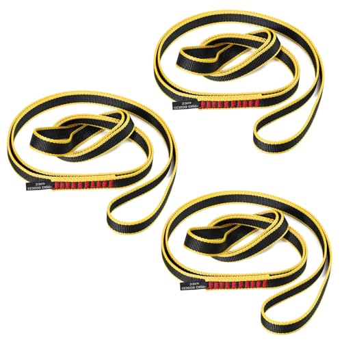 20MM Nylon Climbing Sling Runner 23KN CE2008/EN566 Rock Climbing Webbing Straps for Rock Climbing, Rappelling, Swing, Yoga Hammock etc - size: 120cm/ 48inch |Pack of 3