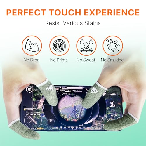 JWH Ultra-Thin Silver Fiber Gaming Finger Sleeves,Green Thumb Sleeves Gaming Cots,10 Pack Gaming Finger Gloves for PUBG,with Storage Box,High Sensitivity,Anti-Slip,Fundas para Dedos Gamer - color: 10Pcs Green + Storage box