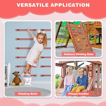 Dolibest 6 Pack 17-Inch Safety Handle, Heavy Duty Metal Safety Playground Handles, Indoor Monkey Bars, Playset Grab Handles for Kids Playhouse, Climbing Frame, Treehouse, Swing Set Accessories -Red - color: D:Red-17 Inch-6pcs