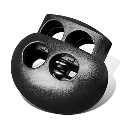 DYZD Plastic Cord Lock End Toggle Double Hole Spring Stopper Fastener Slider Toggles End (Black,10 PCS) - color: Black