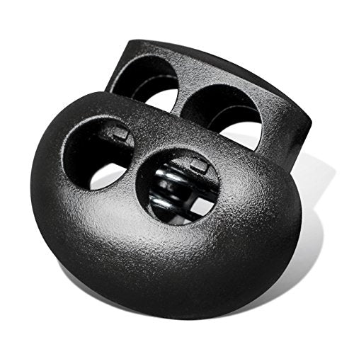 DYZD Plastic Cord Lock End Toggle Double Hole Spring Stopper Fastener Slider Toggles End (Black,10 PCS) - color: Black