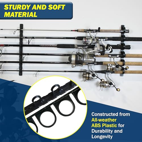 Rush Creek Creations Set of 4 Adaptable 6, 12, 18, or 24-Rod Horizontal Wall-Mount Fishing Pole Holders, Ceiling or Wall Fishing Rod Racks for Garage, Fits Most 0.12" to 0.75" Diameter Rods - size: Four Pack