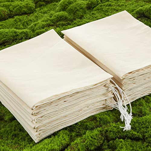 Tatuo 50 Pcs 12 x 15 Inches Cotton Bags with Drawstring Large Reusable Produce Bags Linen Empty Storage Pouches Canvas Fabric Sachet for Bread Food Storage - size: 12 x 15 Inches (Pack of 50)
