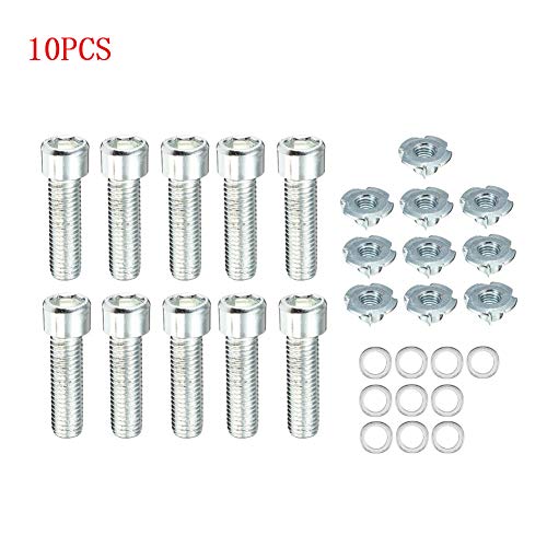 Generic 10pcs T-nut Rock Climbing Four Claw Wall Rock Climbing Stones Mounting Hardware Zinc Plated Climbing Stones Screws T Pronged