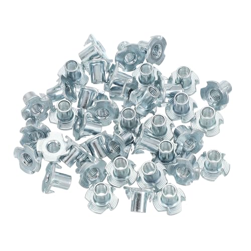 PATIKIL M6 T-Nuts, 40 Pcs Zinc Plated Steel 4-Pronged Tee Blind Nut 12 mm Length Four-jaw t Nuts Threaded Inserts Hardware for Wood Furniture Cabinetry Rock Climbing Holds - size: M6x12 mm