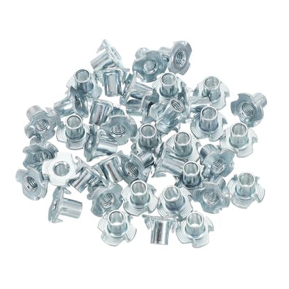 PATIKIL M6 T-Nuts, 40 Pcs Zinc Plated Steel 4-Pronged Tee Blind Nut 12 mm Length Four-jaw t Nuts Threaded Inserts Hardware for Wood Furniture Cabinetry Rock Climbing Holds - size: M6x12 mm