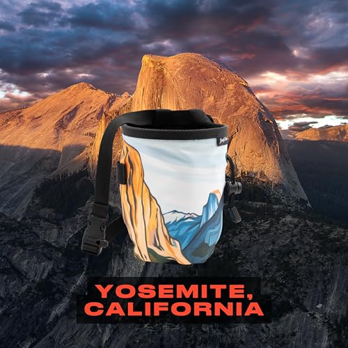 Yosemite Rock Climbing Chalk Bag | for Outdoor, Gym, & Bouldering | Adjustable Waist Belt, Durable Drawstring Closure, & Zippered Pocket