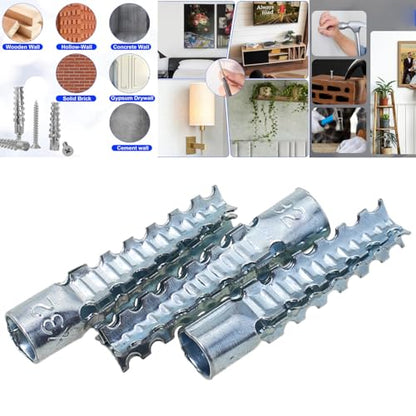 Heyous 20PCS M6x32 Heavy Duty Metal Hollow Wall Anchor with Screws Hardware Fasteners Wooden Walls and Hinge Holes Repair Fittings