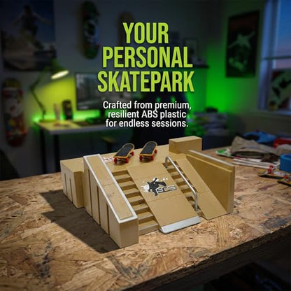 Fingerboard Skate Park Kit with 8 Skatepark Deck Ramp & 2 Mini Fingerboards,Tech Deck Skatepark DIY Skate Ramp Set, Toy Gift for Kids Ages 5+