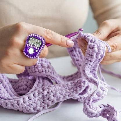 Simgoing Electronic Finger Clicker Counter, Rhinestones Tally Tasbeeh Counter Gifts for Prayer Islamic Golf Counting Goods Lap Knitting Bling Accessories - color: Purple