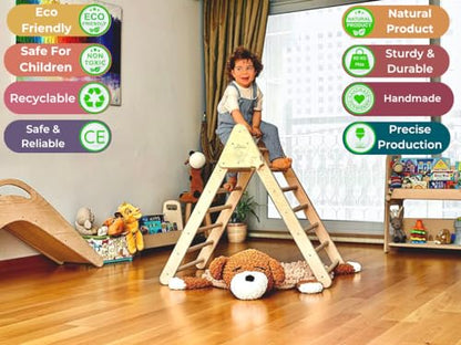 Montessori Wooden Climbing Triangle for Kids | Foldable Indoor Climbing Frame for Children & Toddlers | Wooden Playground Equipment (Medium) - style: Medium