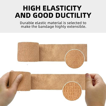 OK TAPE Self Adherent Cohesive Bandages Wrap 12Packs 3" x 5 Yards | Non-Woven Self Adhesive Bandage Wrap for Thumb, Finger, Wrist, Ankle, Vet Wrap Bandages Tape (Beige) - color: Beige/Tan, size: 3 In x 5 Yards