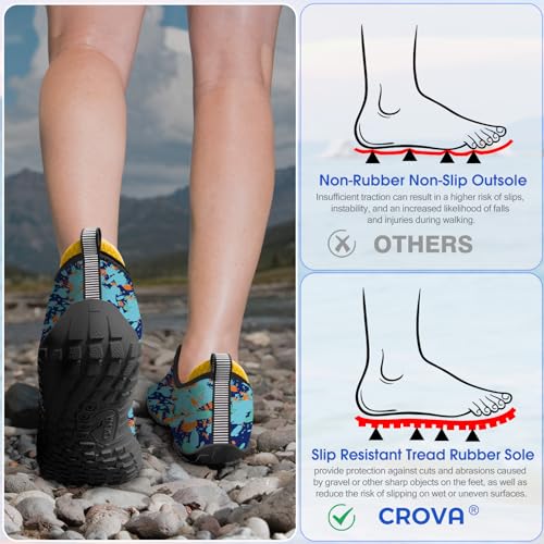 Built-in Heel Grips Water Shoes for Kids Girls Boys Hiking Wide Barefoot Swim Beach Pool Big Kid - color: Magic Blue, size: 5 Toddler