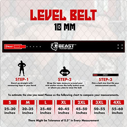Beast Power Gear Weight Lifting Belt Lever Buckle 10MM 13MM Thick & 4 Inches Free Strap Weightlifting, Powerlifting, Deadlifts, Squats Men Women - color: Black/Red, size: Medium