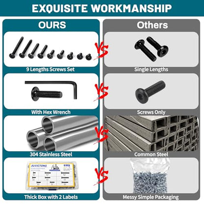 61Pcs M8 Flat Head Hex Socket Cap Screws Assortment Kit, M8x 10mm/12mm/20mm/25mm/30mm/35mm/40mm/50mm/60mm Socket Cap Bolts,304 Stainless Steel 18-8, Full Thread, Black Oxide with Hex Spanner - size: M8