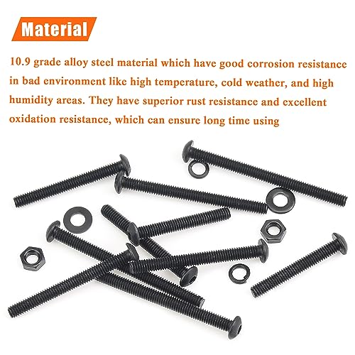 HELIFOUNER 200 Pieces M4 x 30mm /35mm /40mm /45mm /50mm, Button Head Socket Cap Metric Screws Bolts Washers Nuts Kit, 10.9 Grade Alloy Steel, Fully Threaded, Black - size: M4 x 30/35/40/45/50mm, style: Button Head