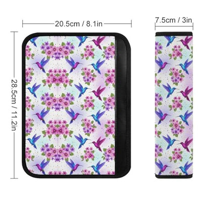 Universal Soft and Comfortable Seat Belt Cover for Adult Use, Stroller Pushchair High Chair, 2 Pack Floral Bird Purple Flower Hummingbird Shoulder Harness Cover - color: Pattern 768