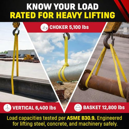 DD Sling 1" x 4' Nylon Endless Lifting Sling – USA Made | 6,400 lb Vertical, 5,100 lb Choker, 12,800 lb Basket – 2 Ply Heavy Duty 900 Webbing, Type 5 Endless Rigging Sling - size: 1"x4'