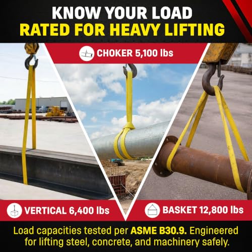 DD Sling 1" x 14' Nylon Endless Lifting Sling – USA Made, 6,400 lb Vertical, 5,100 lb Choker, 12,800 lb Basket – 2 Ply Heavy Duty 900 Webbing, Type 5 Endless Rigging Sling - size: 1"x14'