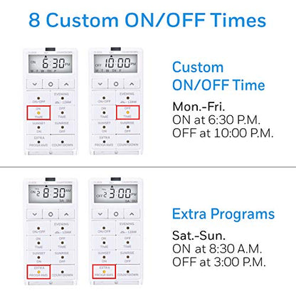 UltraPro in-Wall Digital Timer Switch, Auto Adjust Sunrise/Sunset Times | Daily & Weekly Programmable Schedules, Single-Pole or 3-Way, White & Light Almond Faceplates, Neutral Required - style: 7 Day Digital Timer