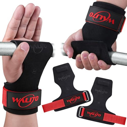 Weight Lifting Wrist Strap，Double Layer Leather Wrist Wraps with Neoprene Padding for Weightlifting & Deadlifts – Adjustable Gym Straps for Men & Women - color: Red