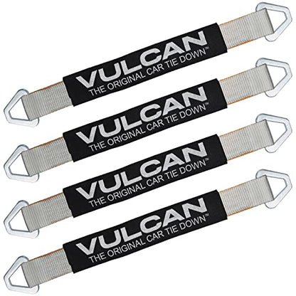VULCAN Car Tie Down Axle Strap with Wear Pad - 2 Inch x 22 Inch - 4 Pack - Silver Series - 3,300 Pound Safe Working Load - size: 2" x 22" Silver Series (4 Pack)