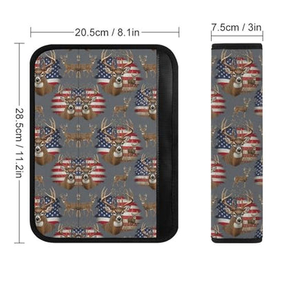 2 Pack American Us Flag Hunting Deer Seat Belt Shoulder Pad Breathable Shoulder Harness Cover for Child, All Vehicles, Neck and Shoulder Support - color: Pattern 581