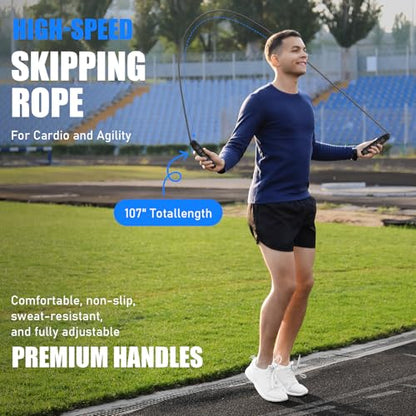BORNEW 2 Pack Agility Ladder, Soccer Speed Training Equipment Set with Total 26 ft Agility Ladder, 12 Cones, 4 Adjustable Hurdles, Jump Rope, for Soccer, Basketball, Football, Kids, Youth, Adults - color: 2.Blue