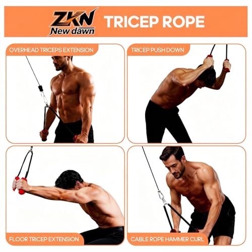 Tricep Rope Pull Down Attachment with Ergonomic Handles,Triceps Rope for Cable Machine Pulley System,Home Gym Accessories - color: Red