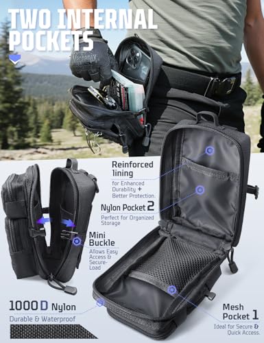 2 Pack Molle Accessories Tactical EDC Pouch, Small Tool Bag, Utility Phone Holder IFAK for Duty Belt, Backpack, Vest (Includes 2 US Flag Patch) - color: Black