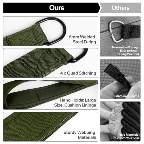 Vulken Tricep Rope Cable Attachment. 28.7 Inch & 22 Inch Two Lengths Built in One Pull Down Rope - color: Green