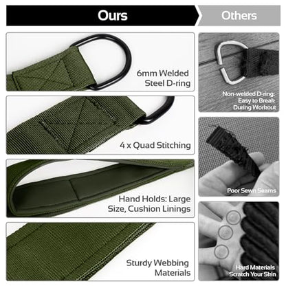 Vulken Tricep Rope Cable Attachment. 28.7 Inch & 22 Inch Two Lengths Built in One Pull Down Rope - color: Green