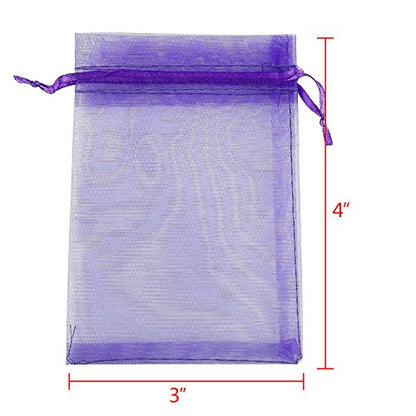 Boshen 100/200PCS Organza Gift Candy Sheer Bags Mesh Jewelry Pouches Drawstring Bulk for Wedding Party Favors Christmas (3" X 4"(100PCS), Purple) - color: Purple-3" X 4"(100PCS)