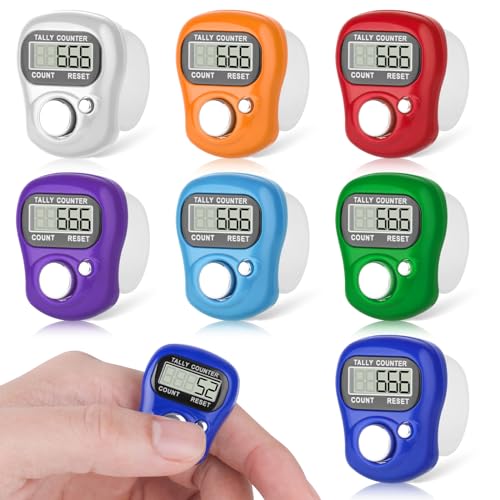CHGANG 7 Pack Electronic Finger Tally Counter,5 Digit LCD Electronic Digital Display,Hand Tally Clicker Counter,Digital Handheld Tally Counter for Knitting,Coaching,Lap&Golf