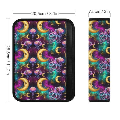 Universal Soft and Comfortable Car Seat Straps Shoulder Pads for Girls and Boys, Most Cars, 1 Pair Octopus Moon Galaxy Harness Pads Strap Comfortable Driving - color: Pattern 774
