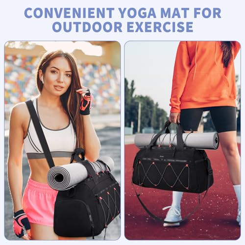 Gym Backpack for Women - 40L Duffel Bag with Shoe Compartment, Travel Weekender, Personal Item, Workout Tote Black