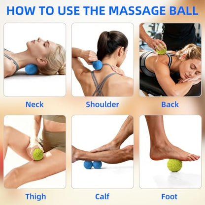 Peanut & Spiky Ball Set Physical Therapy Blue Mix | Dual massage tools; myofascial release, plantar relief; safe around spine - color: Blue Mix White+yellow