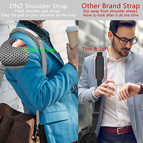 ZINZ Shoulder Strap 78" Universal Handbag Strap with Ultra-thick Fixed Padded and Dual Balanced Adjustable Buckles Shoulder Crossbody Strap for Briefcase Messenger Bag Laptop bag Luggage，Gray - color: Gray