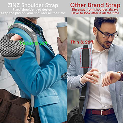 ZINZ Shoulder Strap 78" Universal Handbag Strap with Ultra-thick Fixed Padded and Dual Balanced Adjustable Buckles Shoulder Crossbody Strap for Briefcase Messenger Bag Laptop bag Luggage，Gray - color: Gray