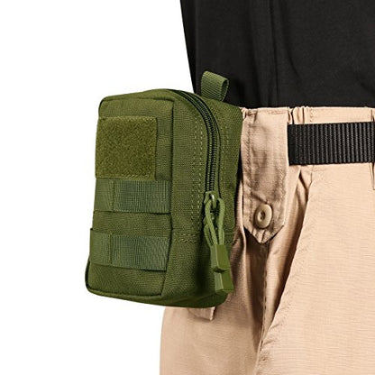 2 Pack Tactical Molle EDC Pouch Multi-Purpose Compact Pack Water-Resistant Utility Pouch with Flag Patch - color: Green