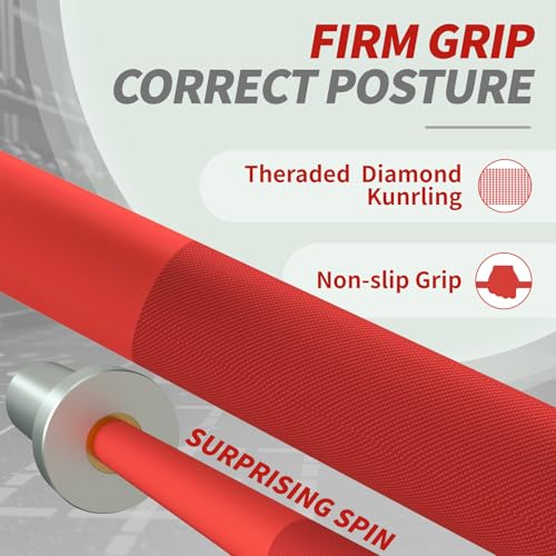 Egles Kids Barbell 5.5LB Mini Barbell Bar 4ft for Kid Women & Beginners Weighted Bar - Compatible with 2-Inch Weight Plates, for Strength Training Gym Weight Lifting, Multi-Color Training Bar - color: Silver Sleeve Red Bar