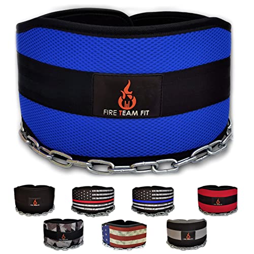 Weighted Belt with Chain, For Pullups, Dips, Weight Lifting, Powerlifting, & Cross Training - color: Blue