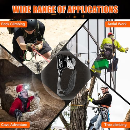 UIAA & CE Certified Rope Ascender Aluminum Alloy Rock Climbing Gear Strong Rigging Rappelling Equipment for Rock Tree Climbing Arborist Rescue Mountaineering Caving - color: Right Hand Black 1