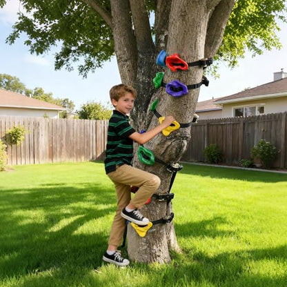 12 Ninja Tree Climbing Holds and 6.56FT Climbing Rope for Kids, Tree Climber Climbing Kit for Outdoor Ninja Warrior Obstacle Course Training - style: Ninja Rope+Tree Holds