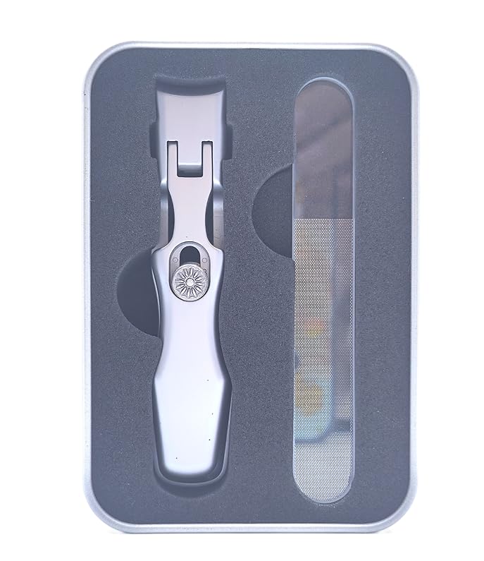 German Heavy Duty Nail Clippers for Thick Toenails, Ultra Sharp Toenail Clippers with Catcher, Heavy Duty Toenail Cutter with Storage Box, Free Nail File Included (Silver) - color: Silver