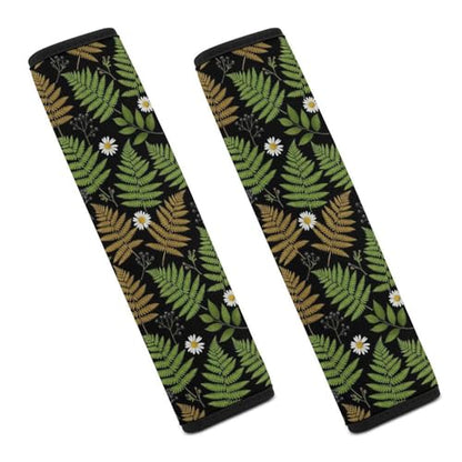 2 Pack Universal Soft and Comfortable Seat Belt Cover for Kids, Car Seats Pushchair Strollers High Chair Pushchair, Botanical Plant Fern Leaves Seat Belt Cushion - color: Pattern 142