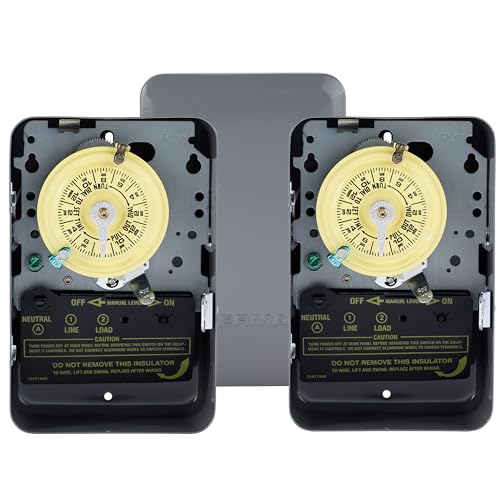 Intermatic T101 24-Hour Mechanical Timer Switch - 120V SPST, Indoor Metal Enclosure, Heavy Duty, Manual Override, 40 Amp - Ideal for Lights, Pumps, Fans, and HVAC Systems (Pack of 3) - size: 3-Pack