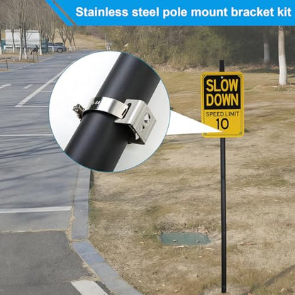 2Pcs Sign Mounting Brackets for Poles, Adjustable Clamp Fits 0.82"-1.73" Posts, Street Sign Hardware for Traffic & Parking, Rust Resistant Kit (0.82"-1.73") - size: 21-44